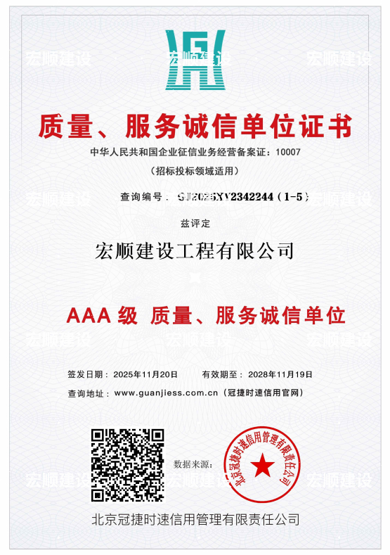 AAA級質(zhì)量服務誠信單位